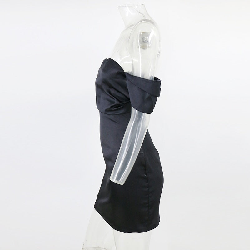 Black Satin Backless Mini Dress Black / S